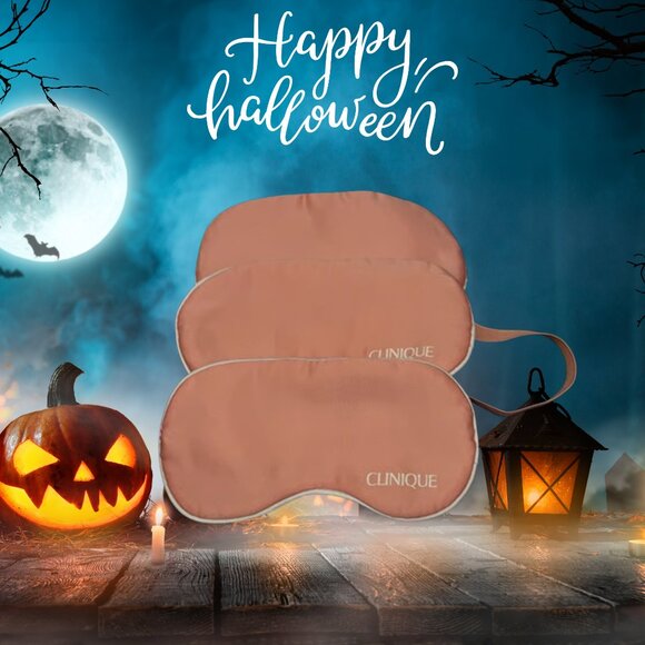 3 x Clinique Plush Pink Stain White Trim Eye Mask Sleep Eyemask Silky - Picture 1 of 3